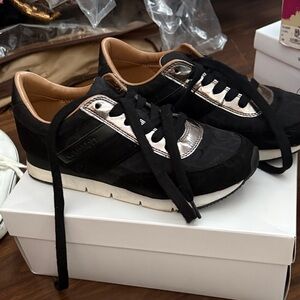 Calvin Klein Women's Black and Silver Sneakers